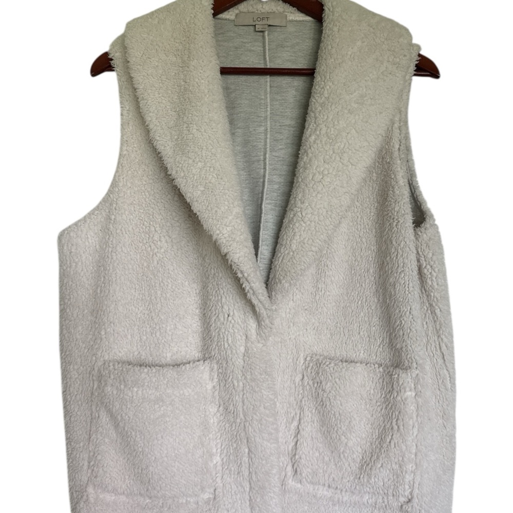 LOFT Off-White Sherpa Vest